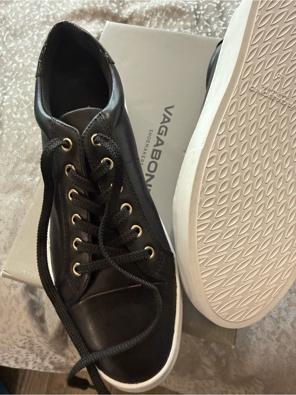 Vagabond Black Leather Low-Top Sneakers with White Soles